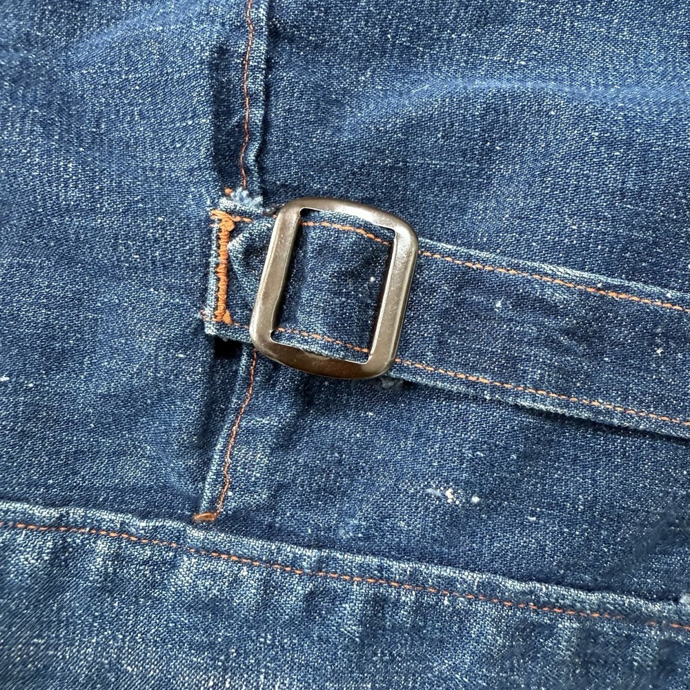 Vintage 1940s Dickies Type 1 Denim Jacket Buckle Back Cinch Selvedge Dark Sz 38 - Picture 4 of 9